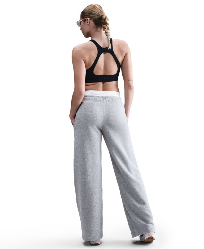 Nike Women's Sportswear Club Fleece Mid-Rise Wide-Leg Sweatpants - Dk Grey Heather/White