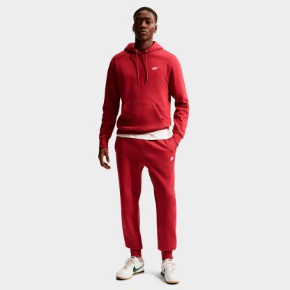 Men's Nike Club Fleece Premium Jogger Pants - Team Crimson/Team Crimson/White