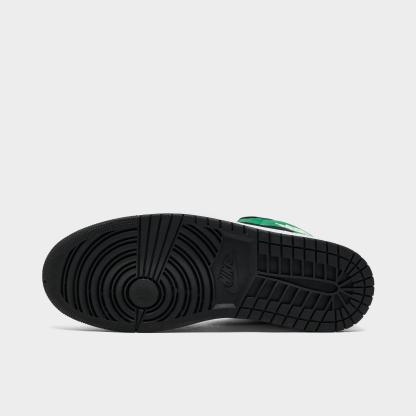Men's Air Jordan Retro 1 Mid SE Casual Shoes - Summit White/Lucky Green/University Gold/Black - Left shoe facing left. Outside of the shoe. - view 6