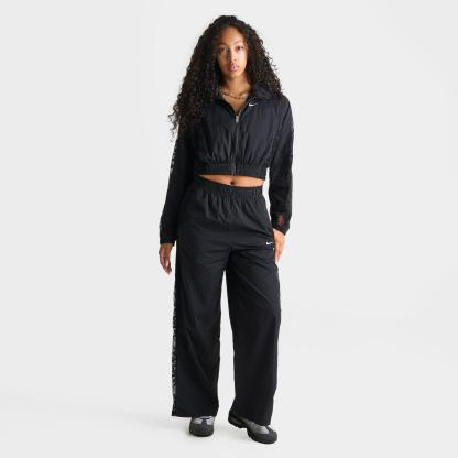 Women's Nithtke Sportswear Loose Mid-Rise Lace Track Pants - Black/Black/White