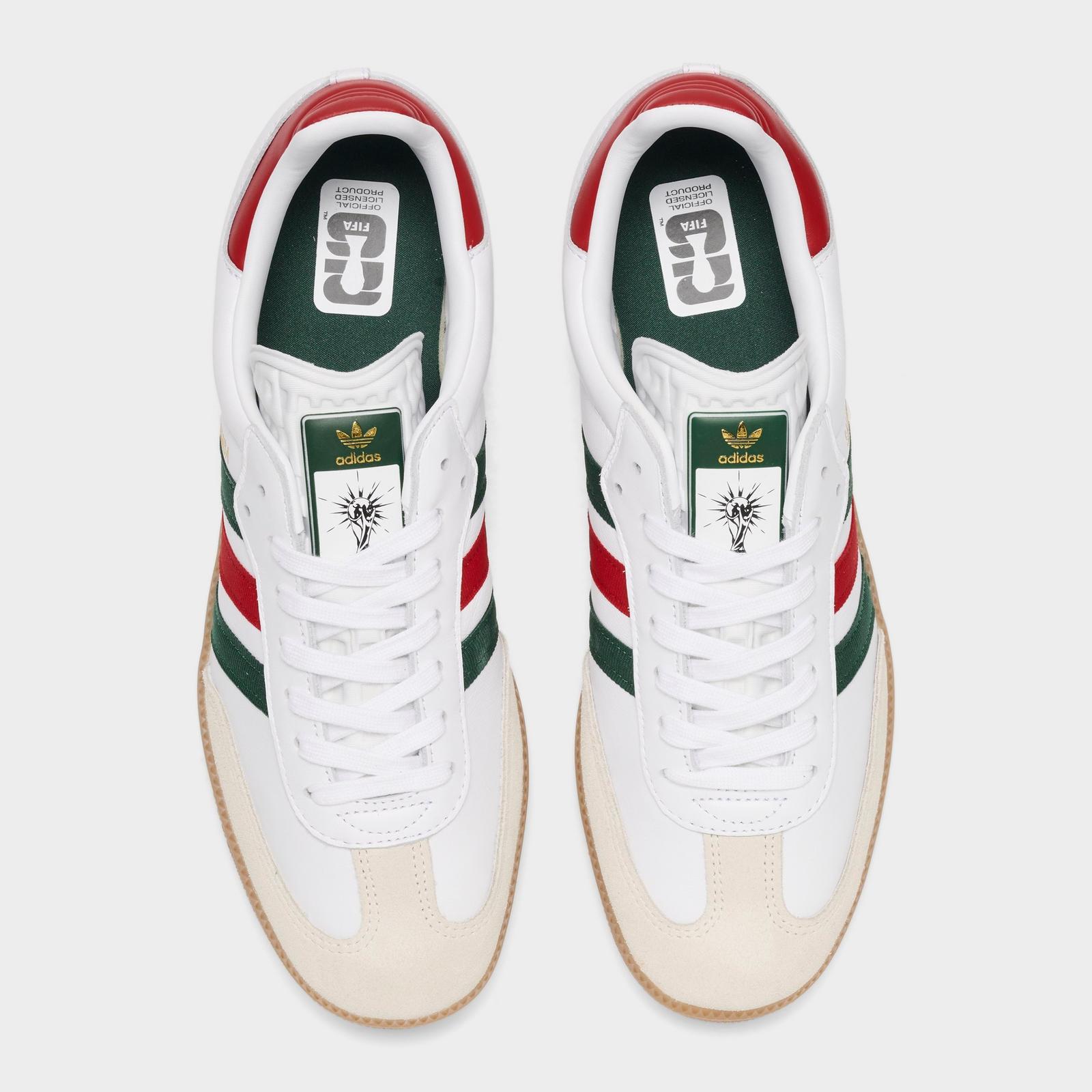 Men's adidas Originals Samba OG FIFA World Cup 2026 Mexico Casual Shoes - White/Better Scarlet/Team Dark Green - view 5