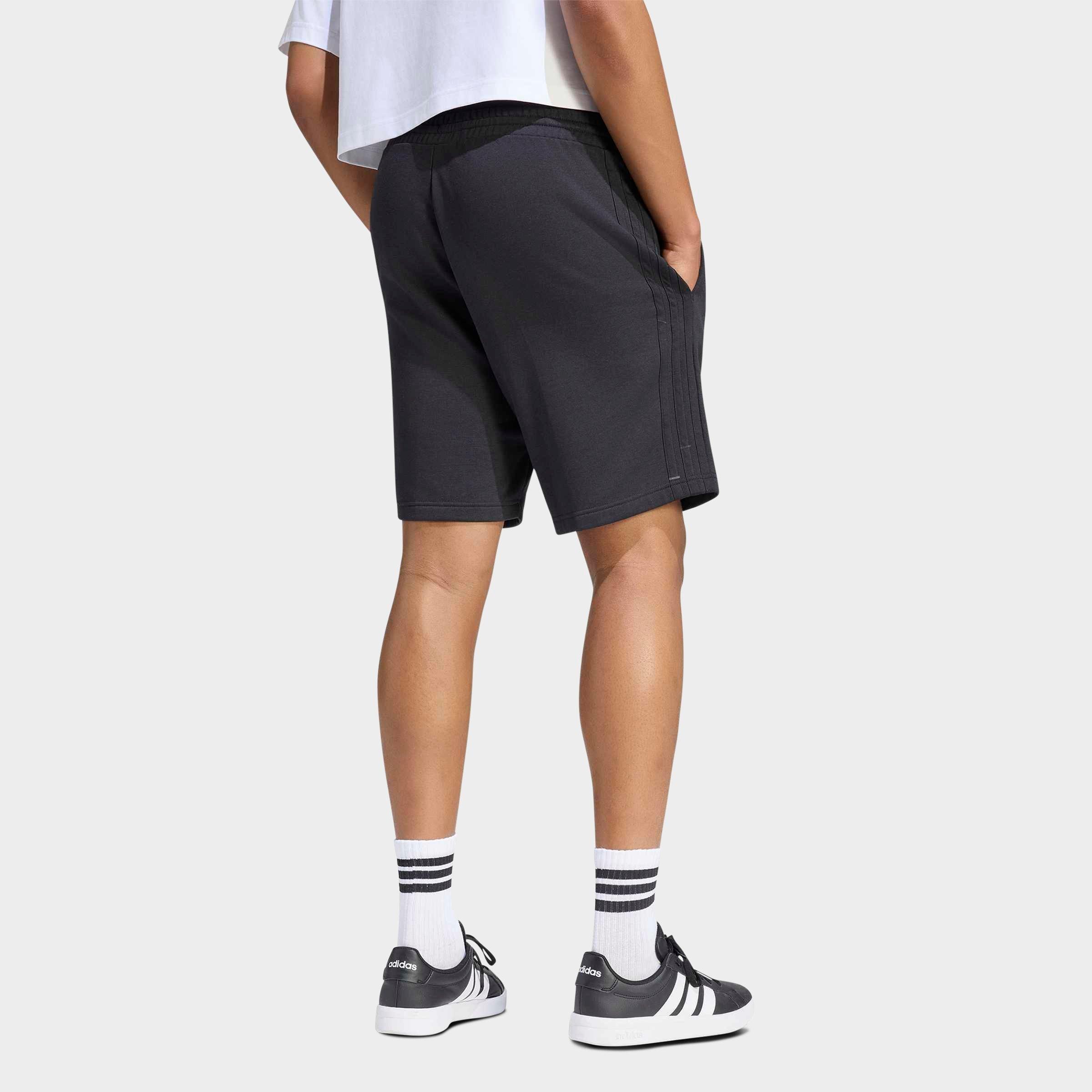 Men's adidas Essentials 3-Stripes Fleece Shorts - Black/Black