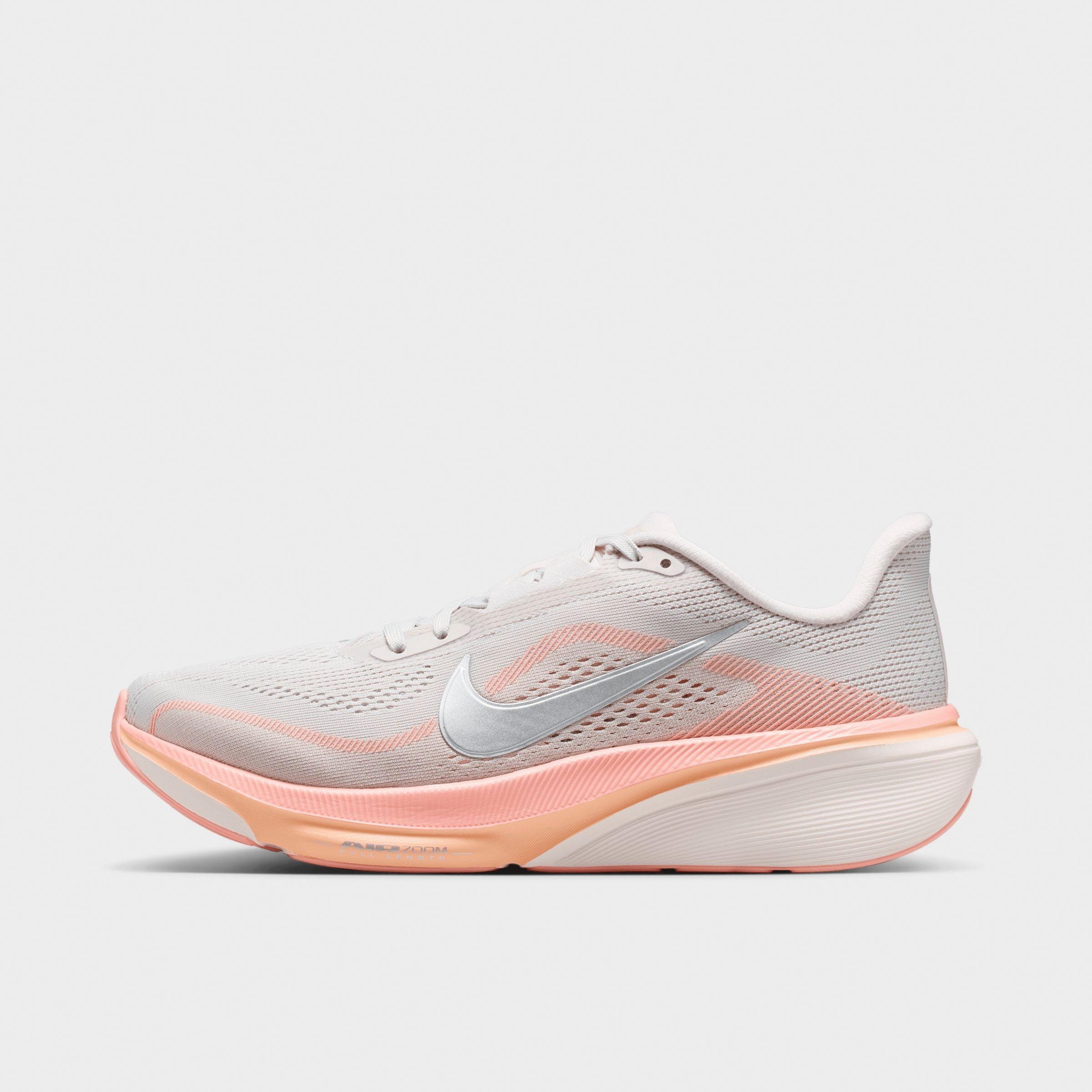 Women's Nithtke Pegasus 42 Running Shoes - Part 2 - Light Bone/Arctic Orange/Chalk/Metallic Silver - Left shoe facing left. Outside of the shoe.