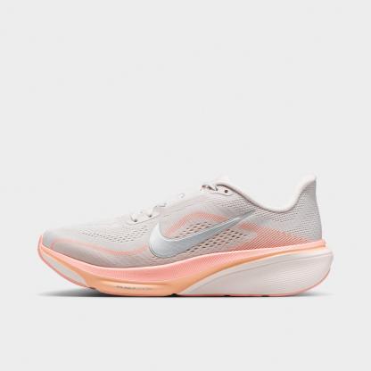 Women's Nithtke Pegasus 42 Running Shoes - Part 2 - Light Bone/Arctic Orange/Chalk/Metallic Silver - Left shoe facing left. Outside of the shoe.