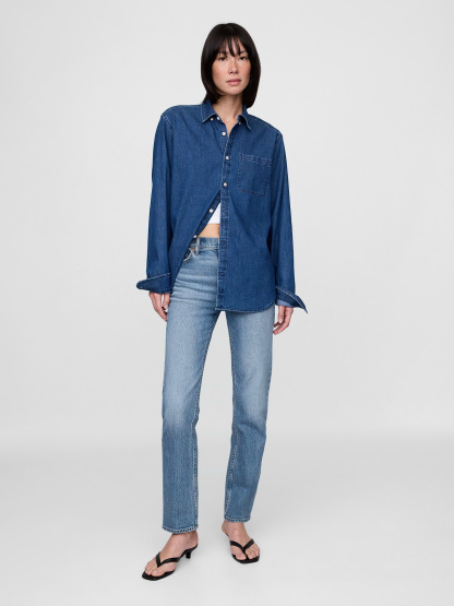 High Rise '90s Slim Straight Jeans - New medium wash
