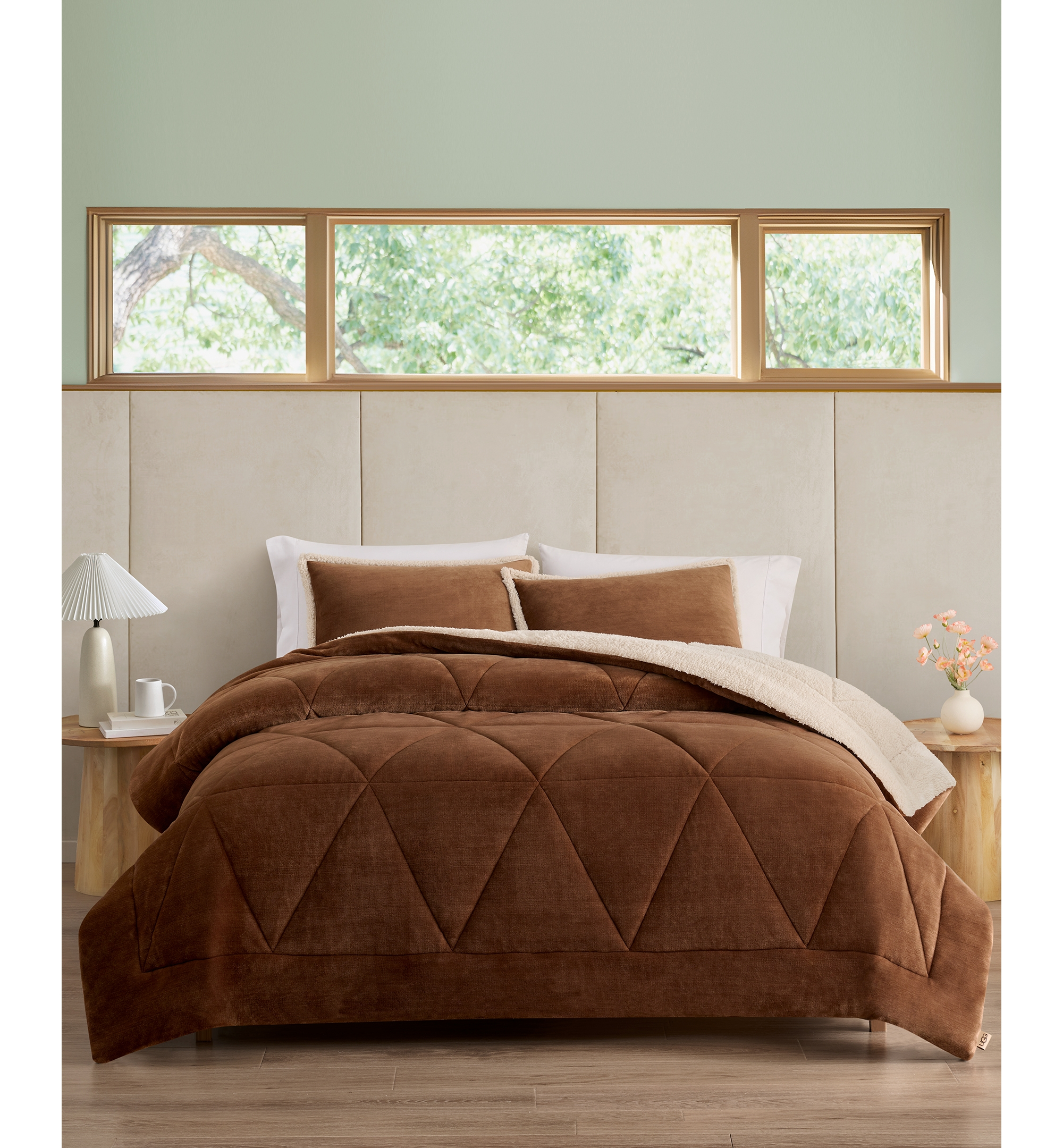 UGG® Avery Plush Reversible Comforter Sets - Chestnut