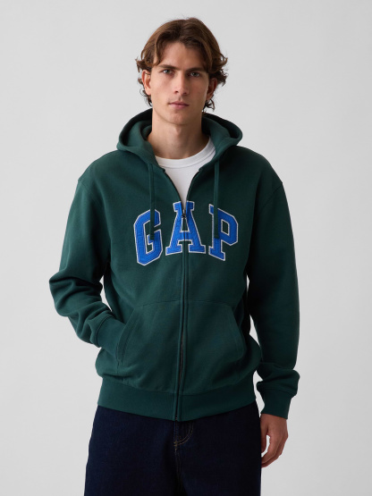 Adult VintageSoft Arch Logo Zip Hoodie - Deep hunter green