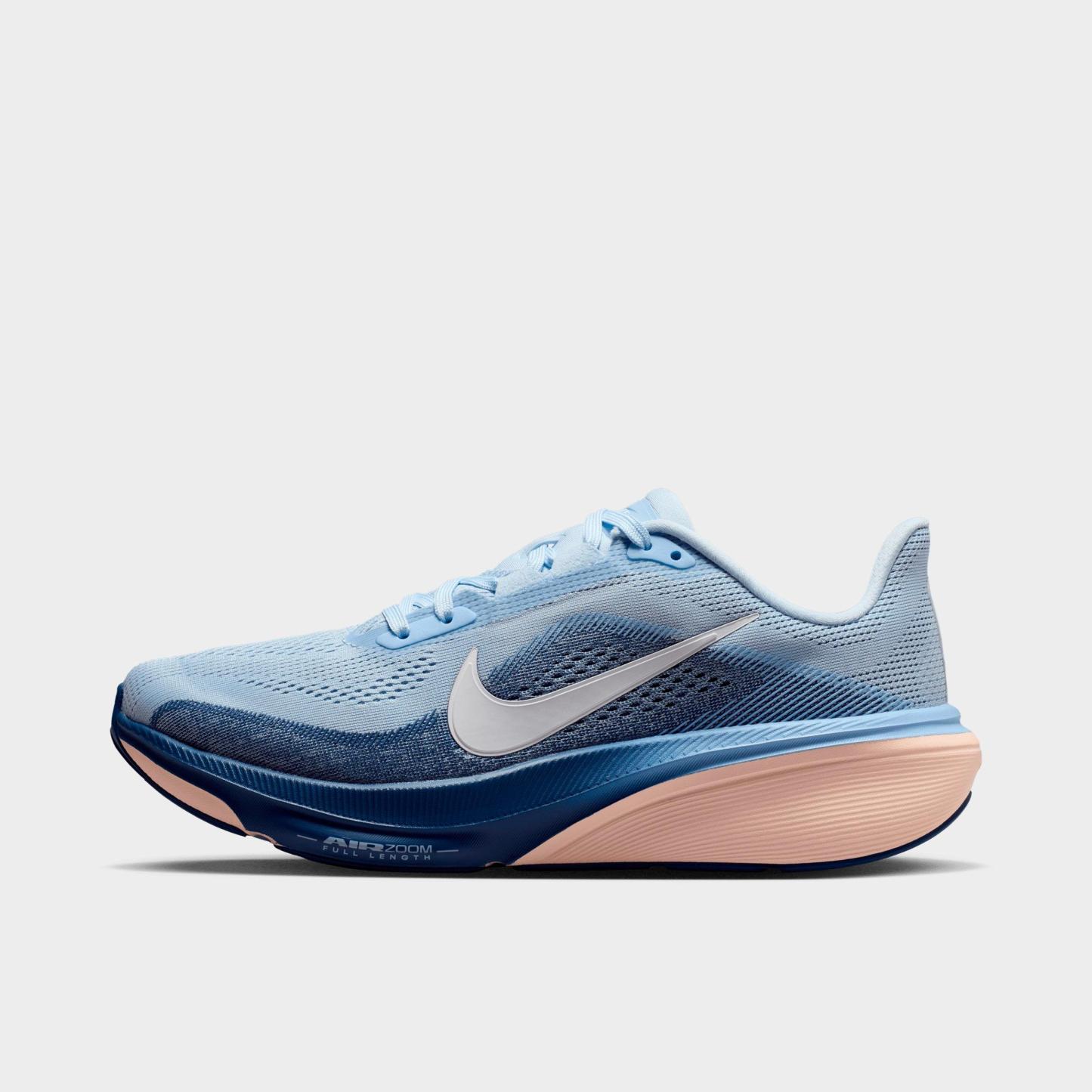 Women's Nithtke Pegasus 42 Running Shoes - Part 2 - Hydrogen Blue/Mystic Navy/Aluminum/White - Left shoe facing left. Outside of the shoe.