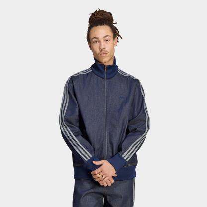 Men's adidas Originals Firebird Adicolor Raw Denim Full-Zip Track Top - Indigo Denim