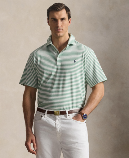 Polo Ralph Lauren Men's Big & Tall Striped Polo Shirt - Faded Mint/White