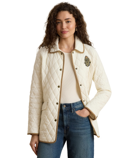 Lauren Ralph Lauren Women's Crested Quilted Jacket - Cream