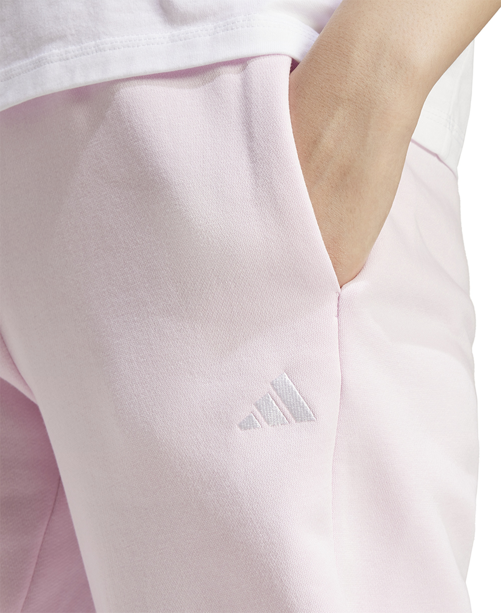 adidas Women's Essentials Small Logo Feel Cozy Open Hem Pants - Clear Pink/White