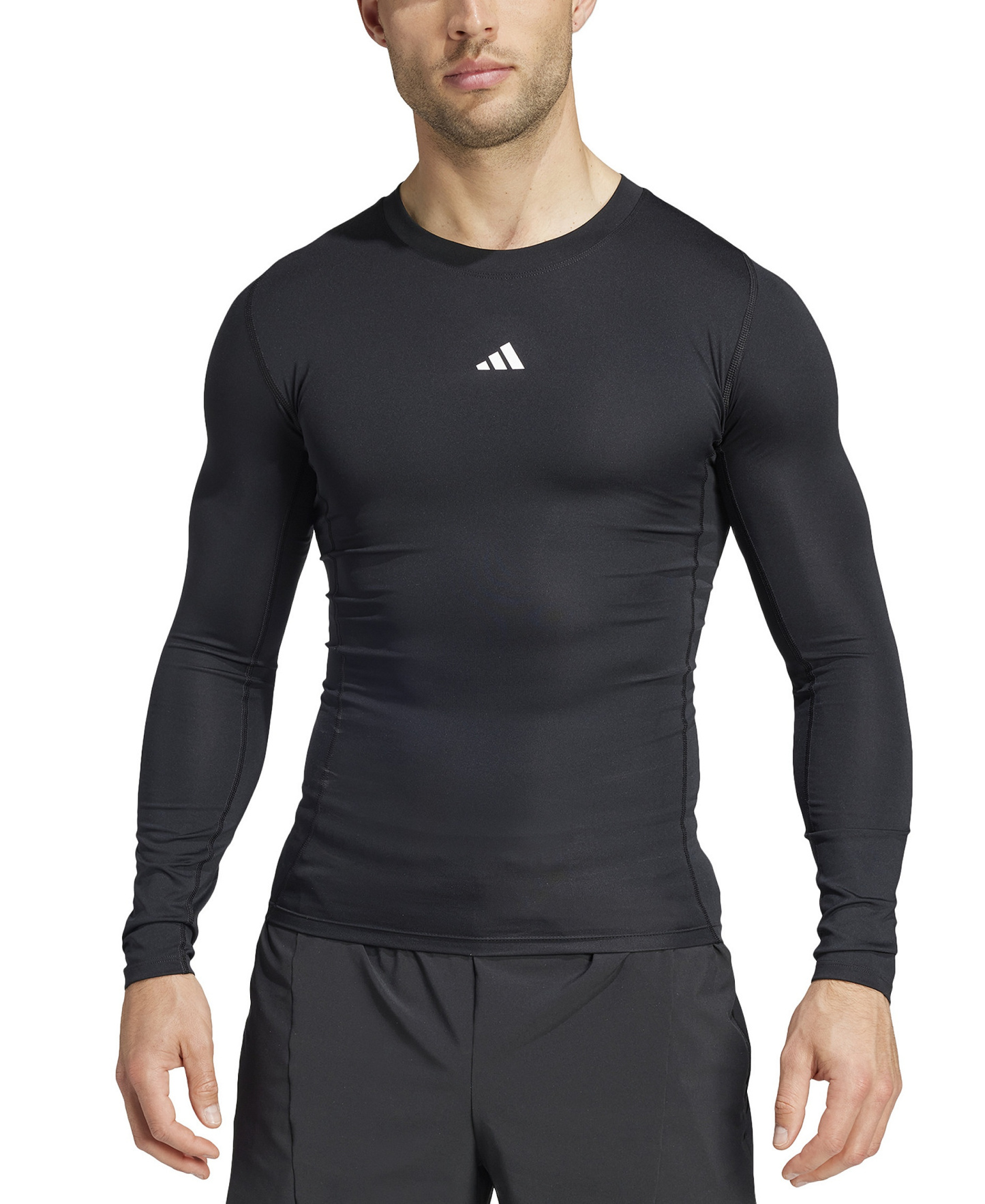 adidas Men's Tech-Fit Compression Crewneck T-Shirt - Black