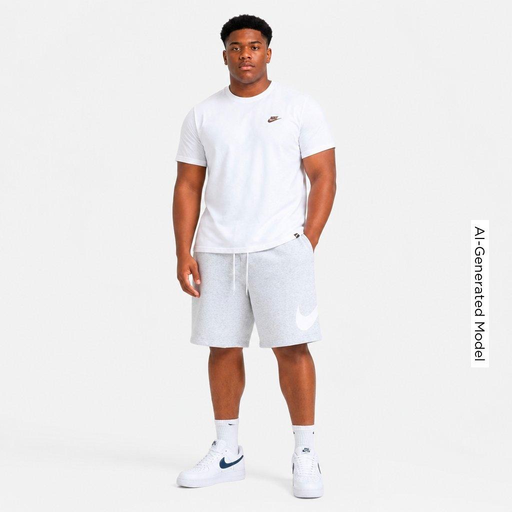 Men's Nithtke Club Fleece Swoosh Graphic Shorts - Birch Heather/White/White