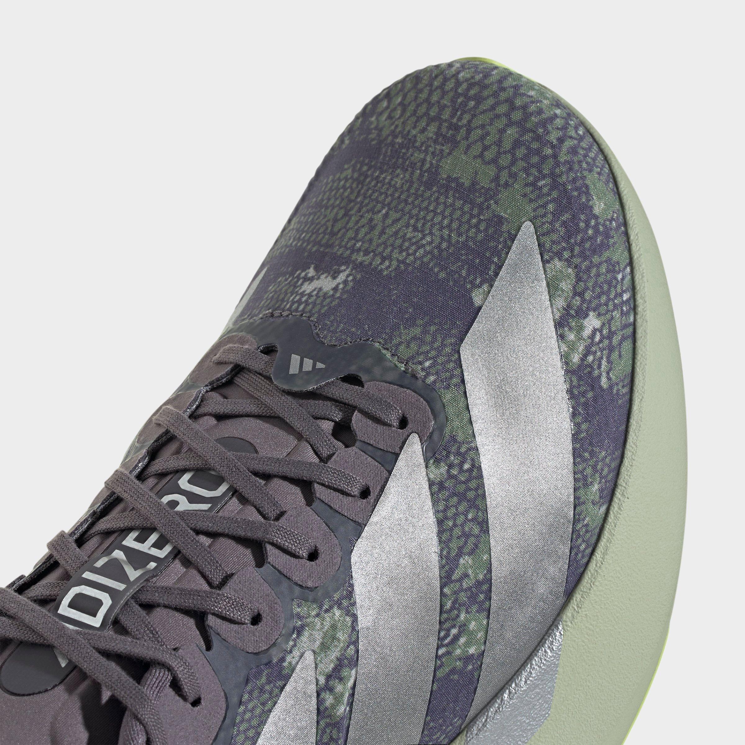 Men's adidas Adizero EVO SL Woven Running Shoes - Part 1 - Halo Green/Matte Silver/Semi Frozen Lemon - Detail shot