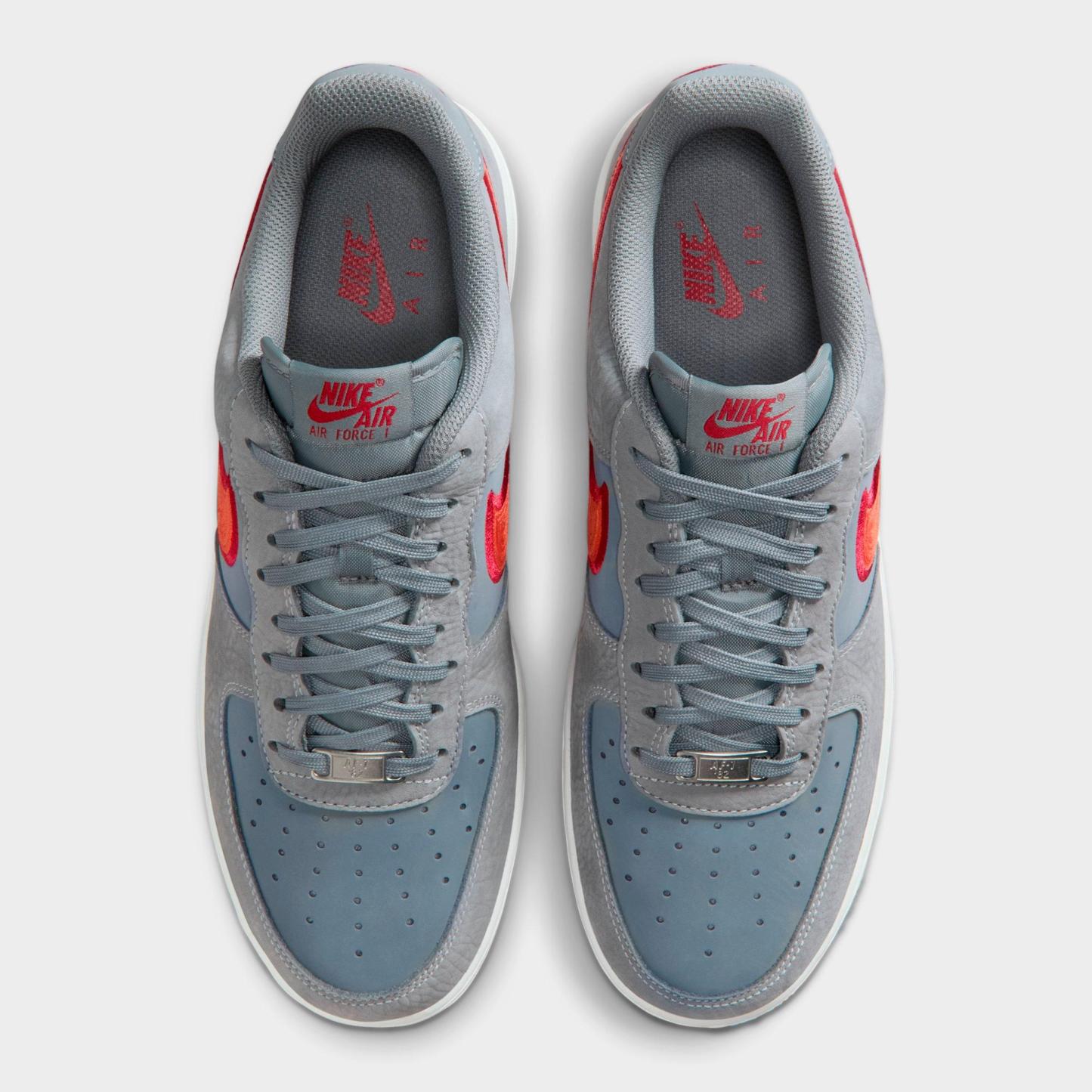 Men's Nithtke Air Force 1 '07 LV8 Casual Shoes - Part 1 - Cool Grey/Team Crimson/Summit White/Rust Factor - Top view