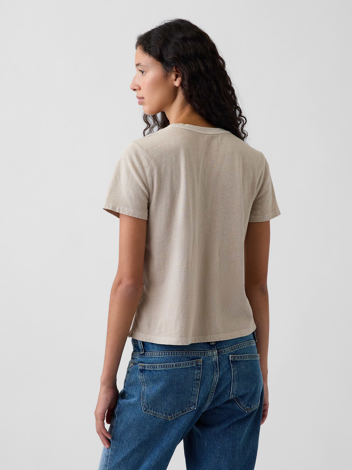 100% Cotton Authentic Shrunken T-Shirt - Cobblestone beige