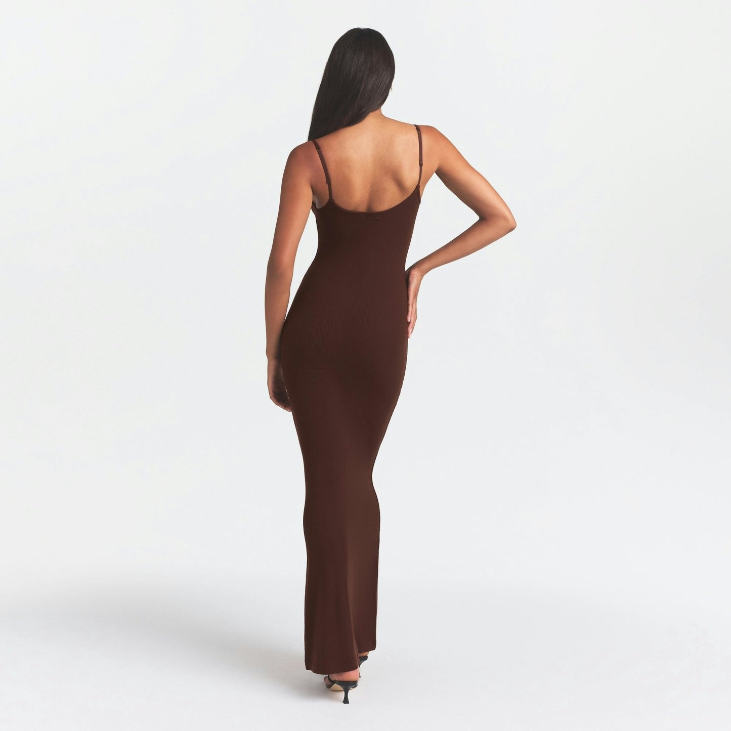 SOFT LOUNGE LONG SLIP DRESS - COCOA - image 18