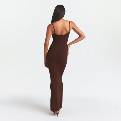 SOFT LOUNGE LONG SLIP DRESS - COCOA - image 18
