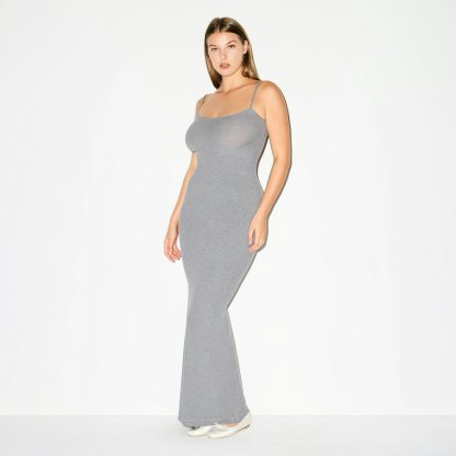 SOFT LOUNGE LONG SLIP DRESS - HEATHER GREY - image 11