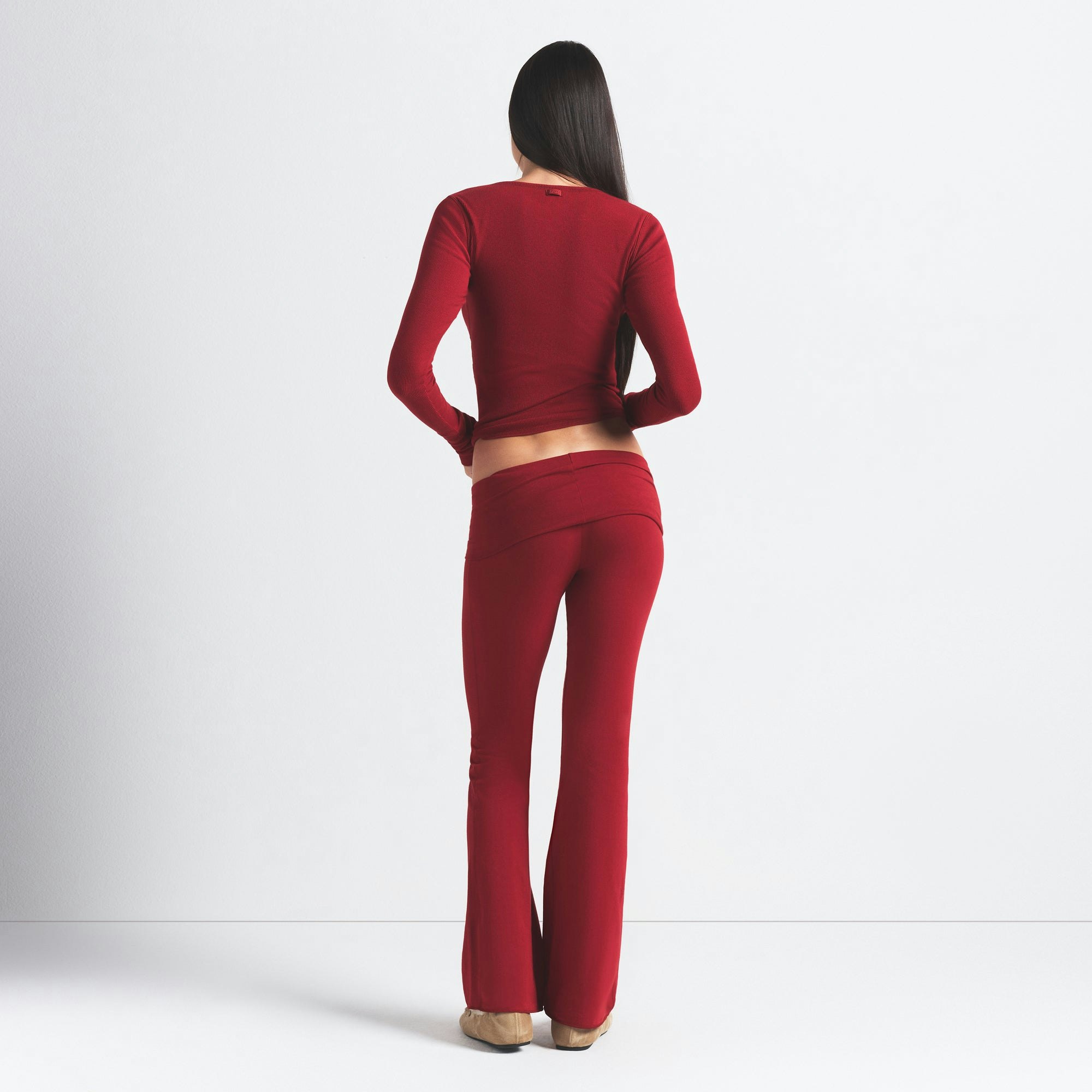 COTTON JERSEY FOLDOVER PANT - BRICK - image 16