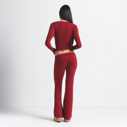 COTTON JERSEY FOLDOVER PANT - BRICK - image 16