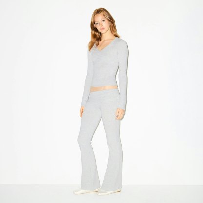 COTTON JERSEY FOLDOVER PANT - LIGHT HEATHER GREY - image 31