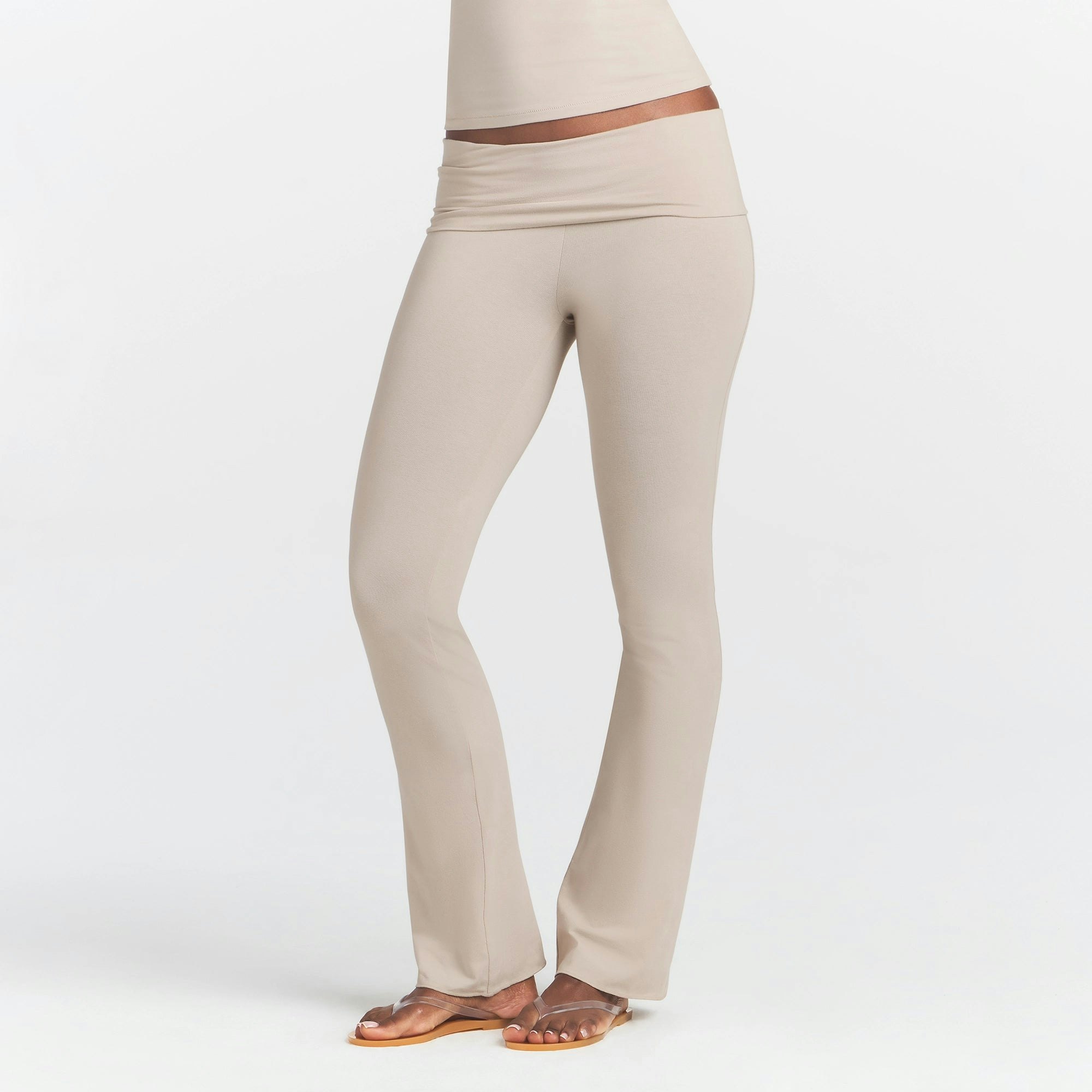 COTTON JERSEY FOLDOVER PANT - STONE - image 8