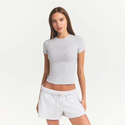 COTTON JERSEY T-SHIRT - LIGHT HEATHER GREY - image 40