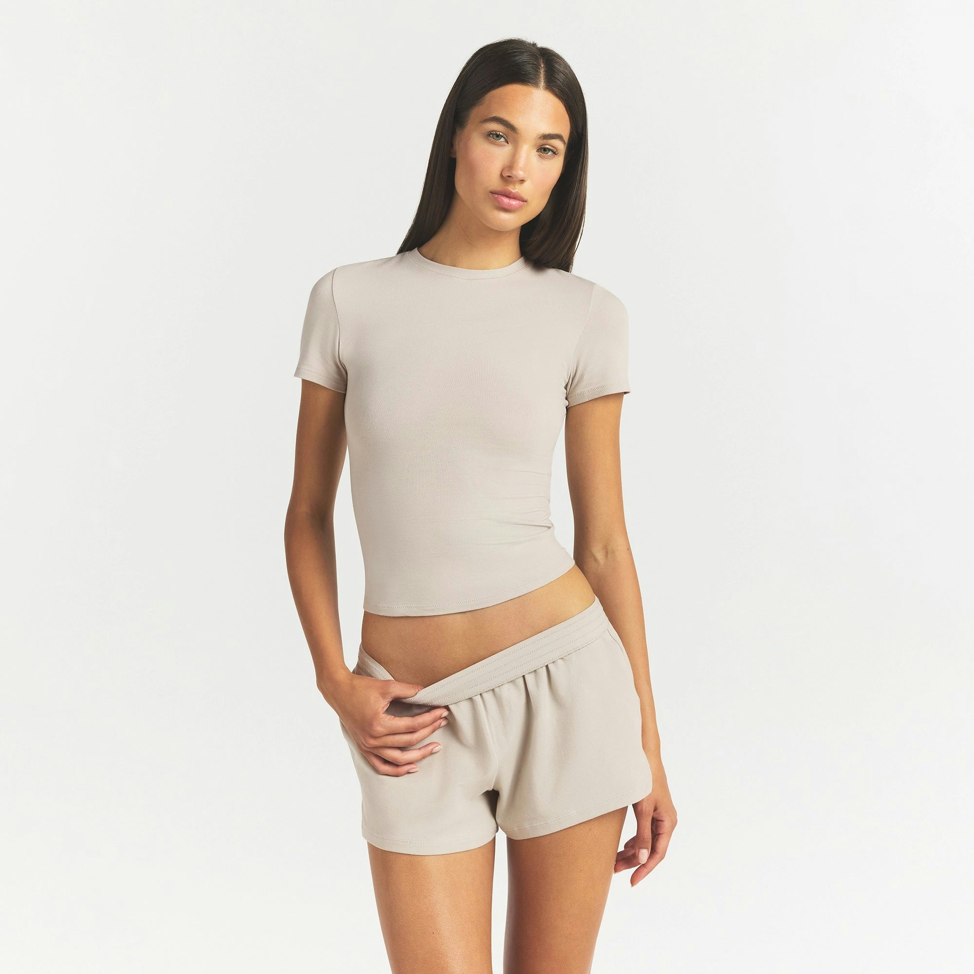 COTTON JERSEY T-SHIRT - STONE - image 9