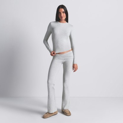 COTTON JERSEY LONG SLEEVE T-SHIRT - LIGHT HEATHER GREY - image 28