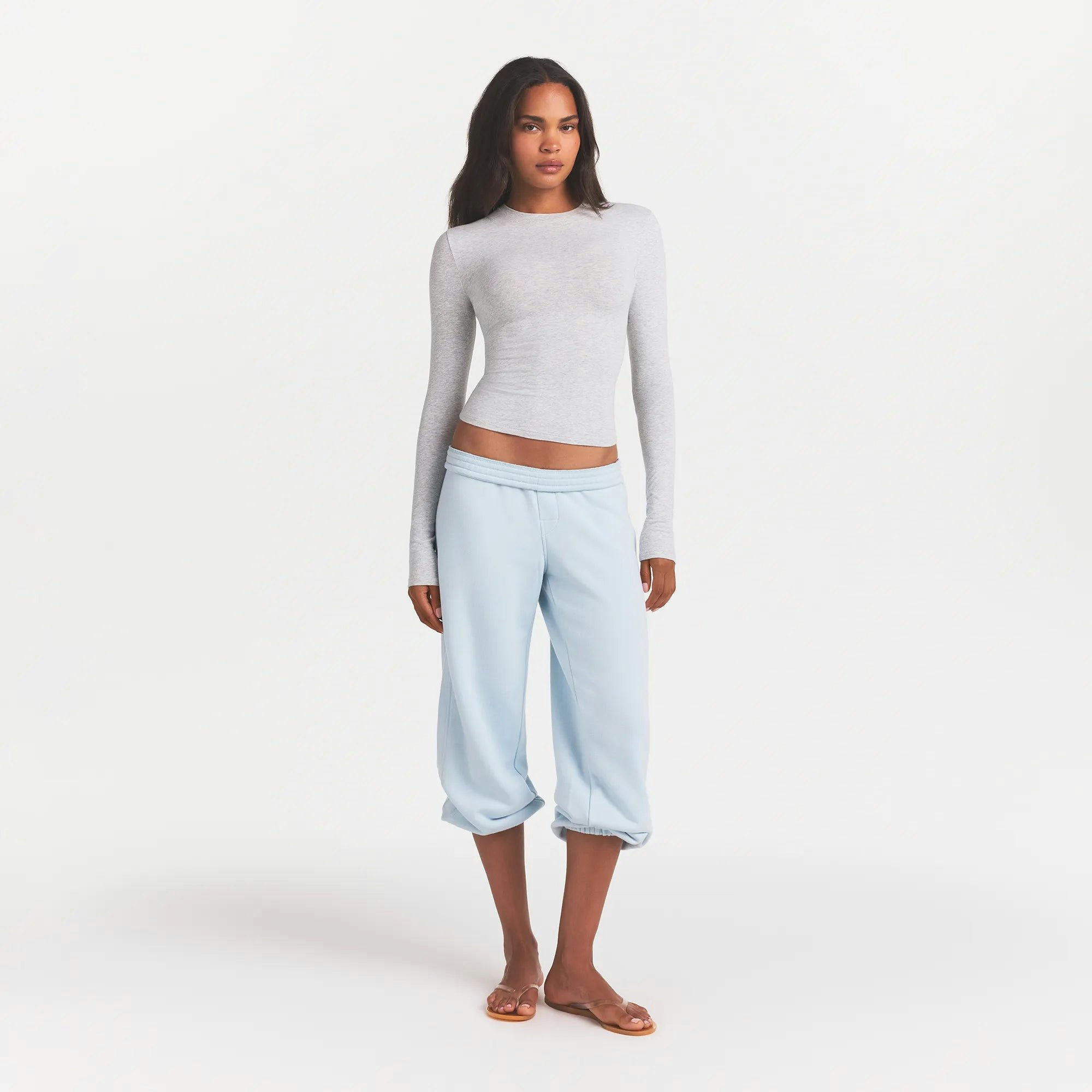 COTTON JERSEY LONG SLEEVE T-SHIRT - LIGHT HEATHER GREY - image 23