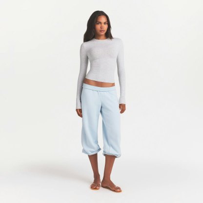 COTTON JERSEY LONG SLEEVE T-SHIRT - LIGHT HEATHER GREY - image 23