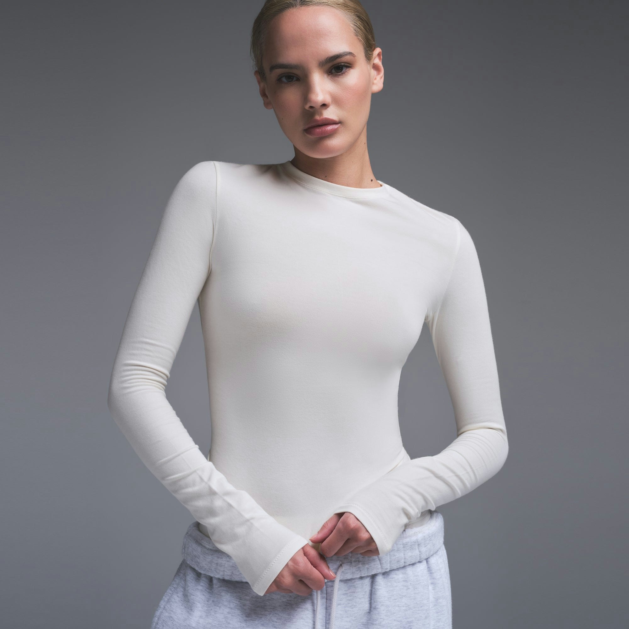 COTTON JERSEY LONG SLEEVE T-SHIRT - MARBLE - image 20