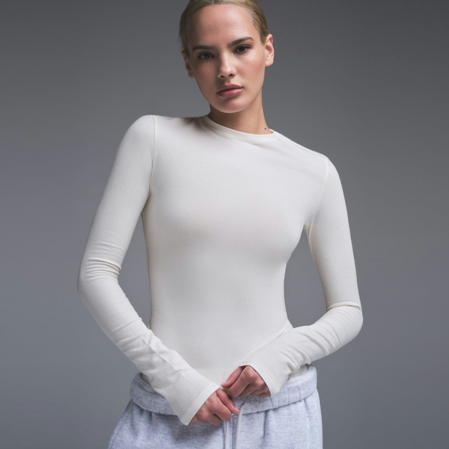 COTTON JERSEY LONG SLEEVE T-SHIRT - MARBLE - image 20