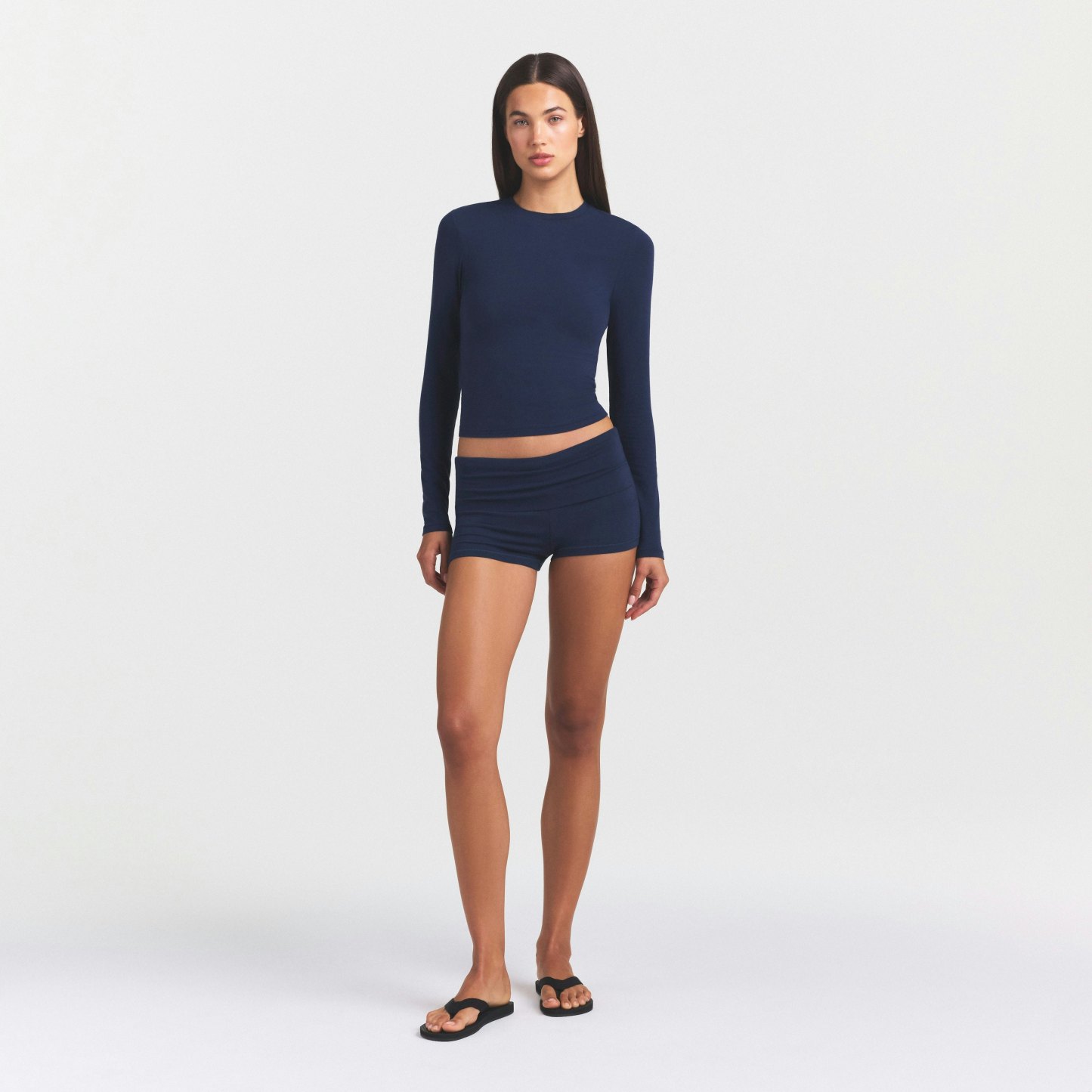 COTTON JERSEY LONG SLEEVE T-SHIRT - NAVY - image 13