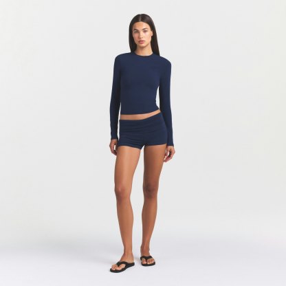 COTTON JERSEY LONG SLEEVE T-SHIRT - NAVY - image 13