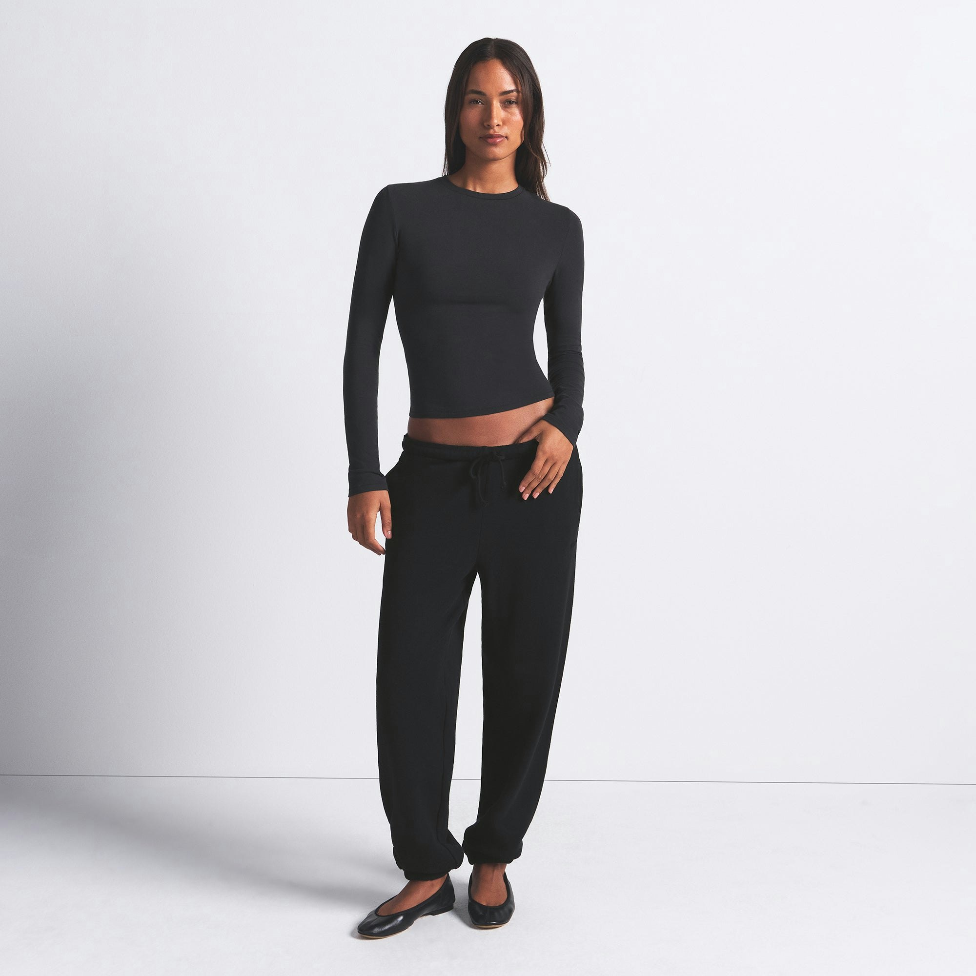 COTTON JERSEY LONG SLEEVE T-SHIRT - SOOT
