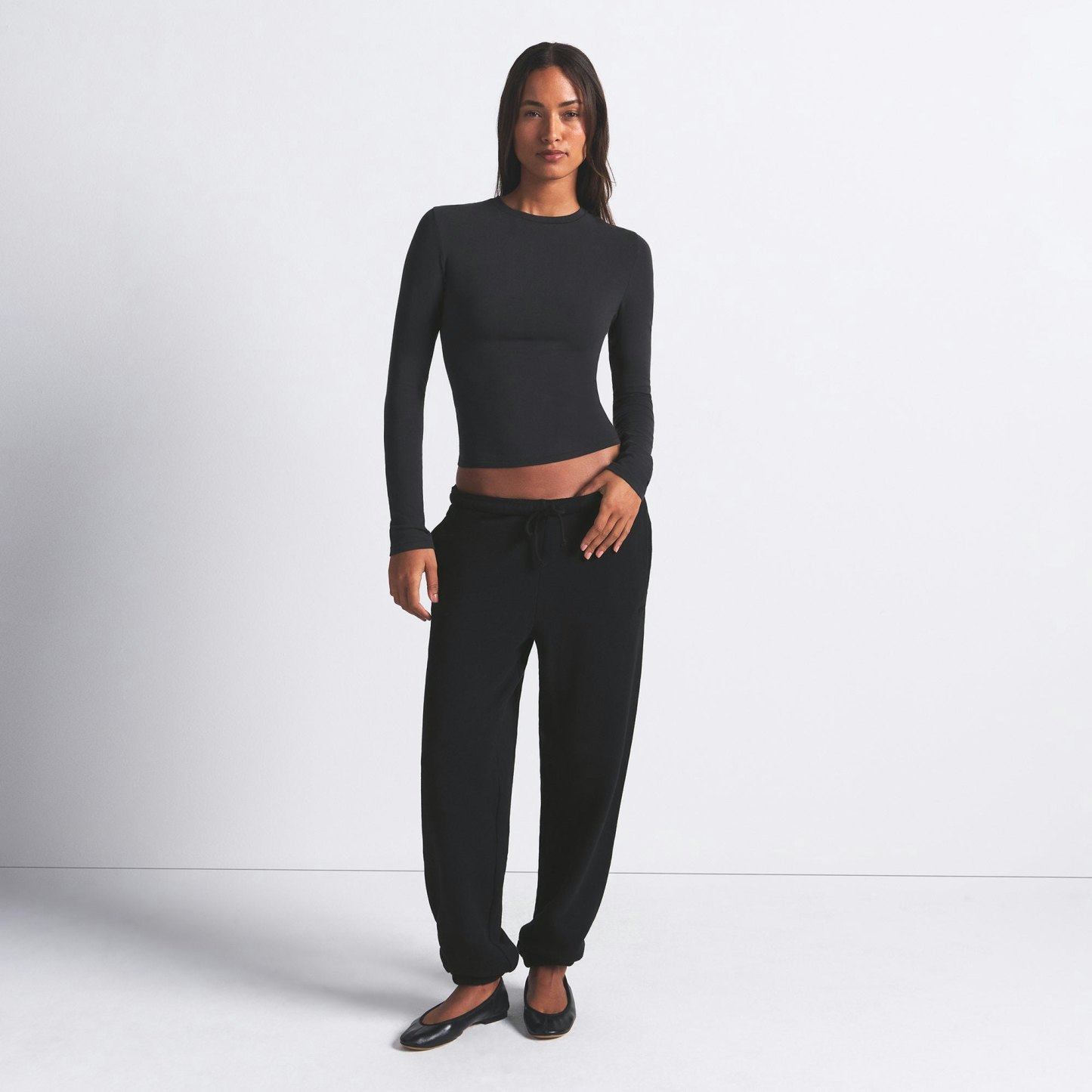 COTTON JERSEY LONG SLEEVE T-SHIRT - SOOT