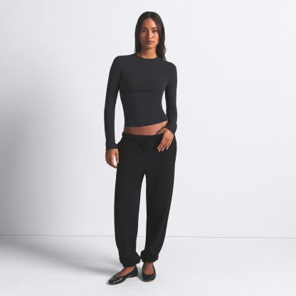 COTTON JERSEY LONG SLEEVE T-SHIRT - SOOT