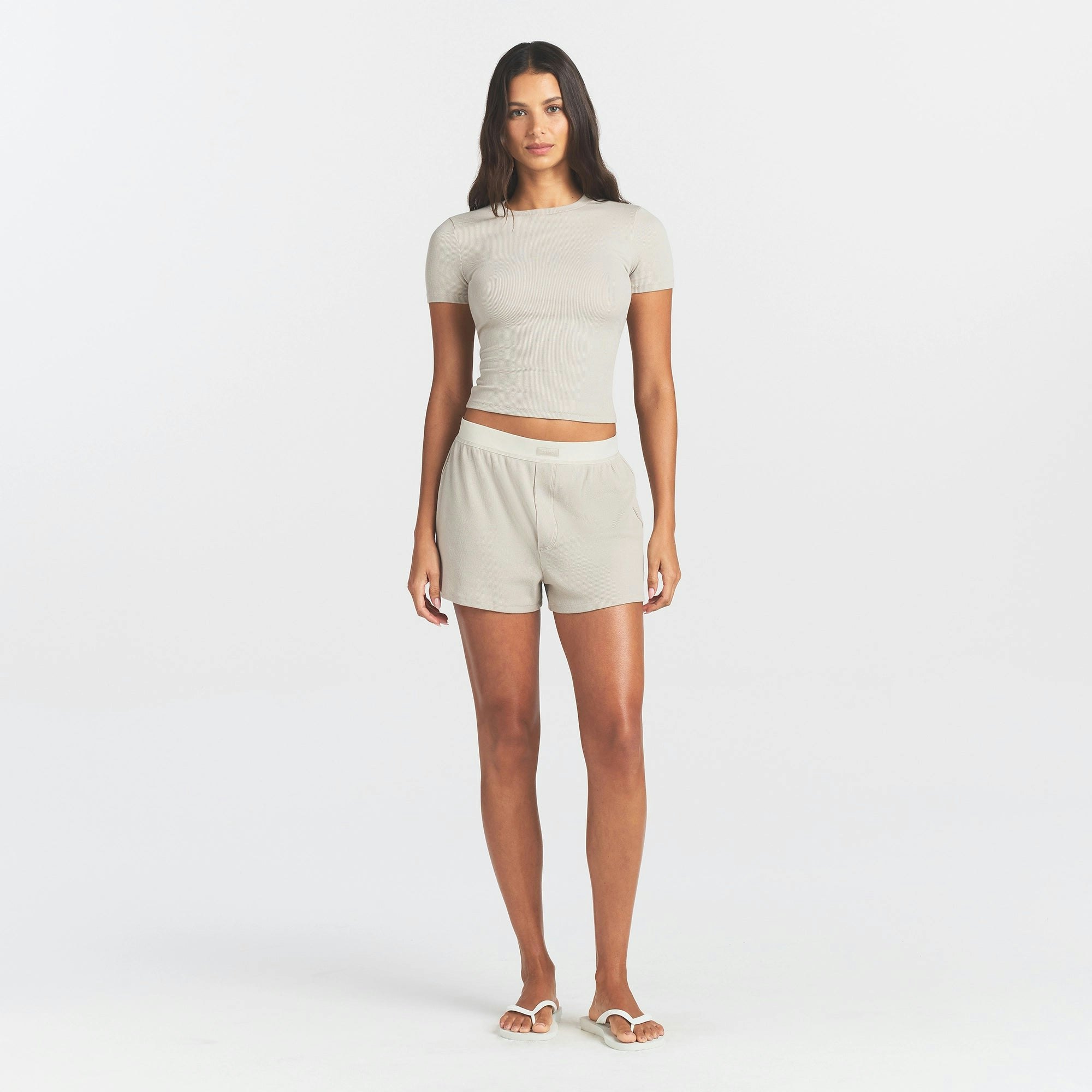 COTTON RIB T-SHIRT - STONE - image 6