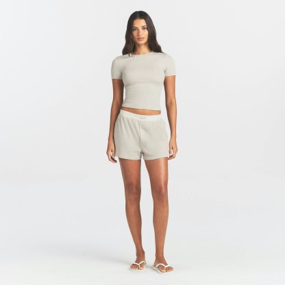 COTTON RIB T-SHIRT - STONE - image 6