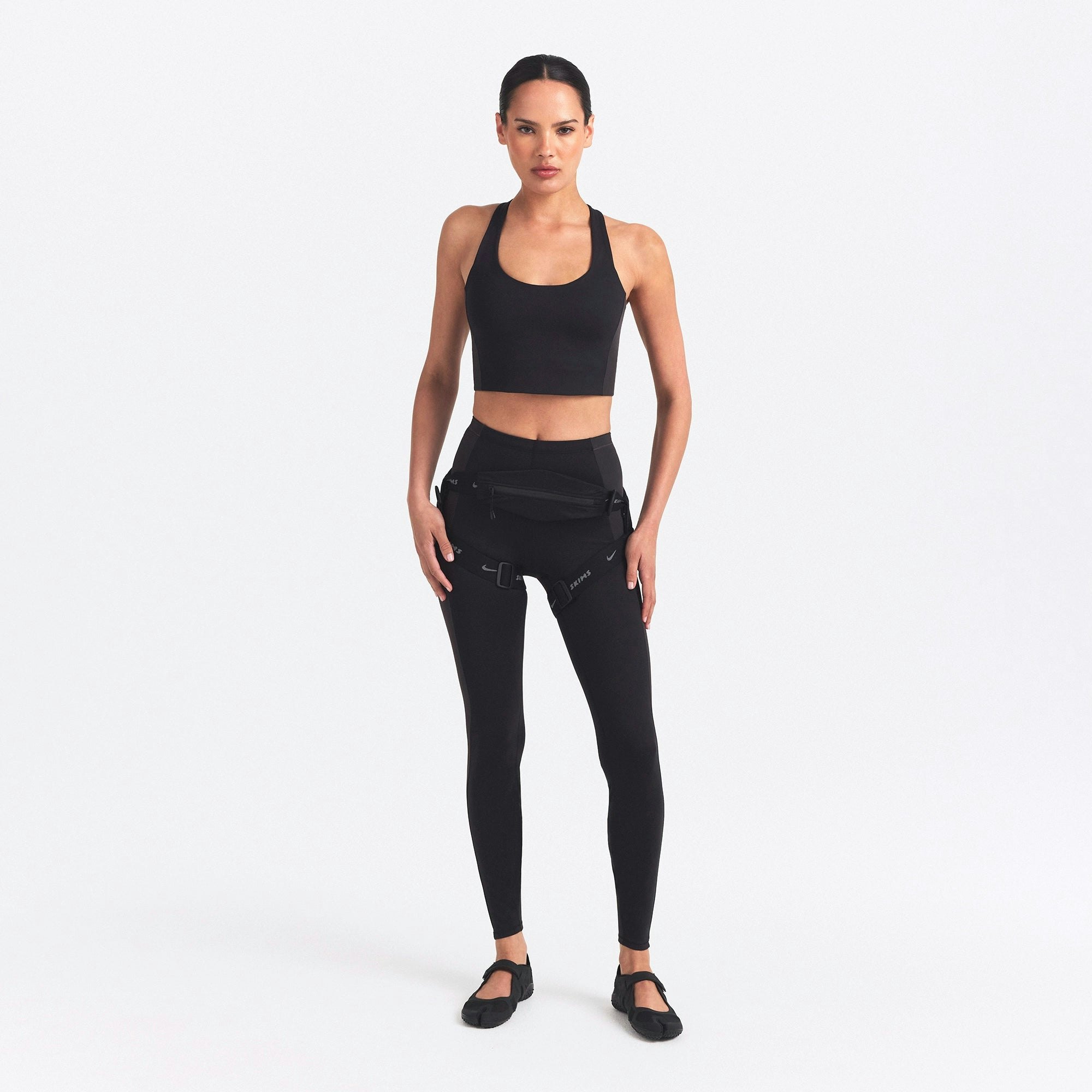NikeSKIMS MATTE SHINE MIX RACERBACK BRA TOP - OBSIDIAN AND IGNEOUS - image 8