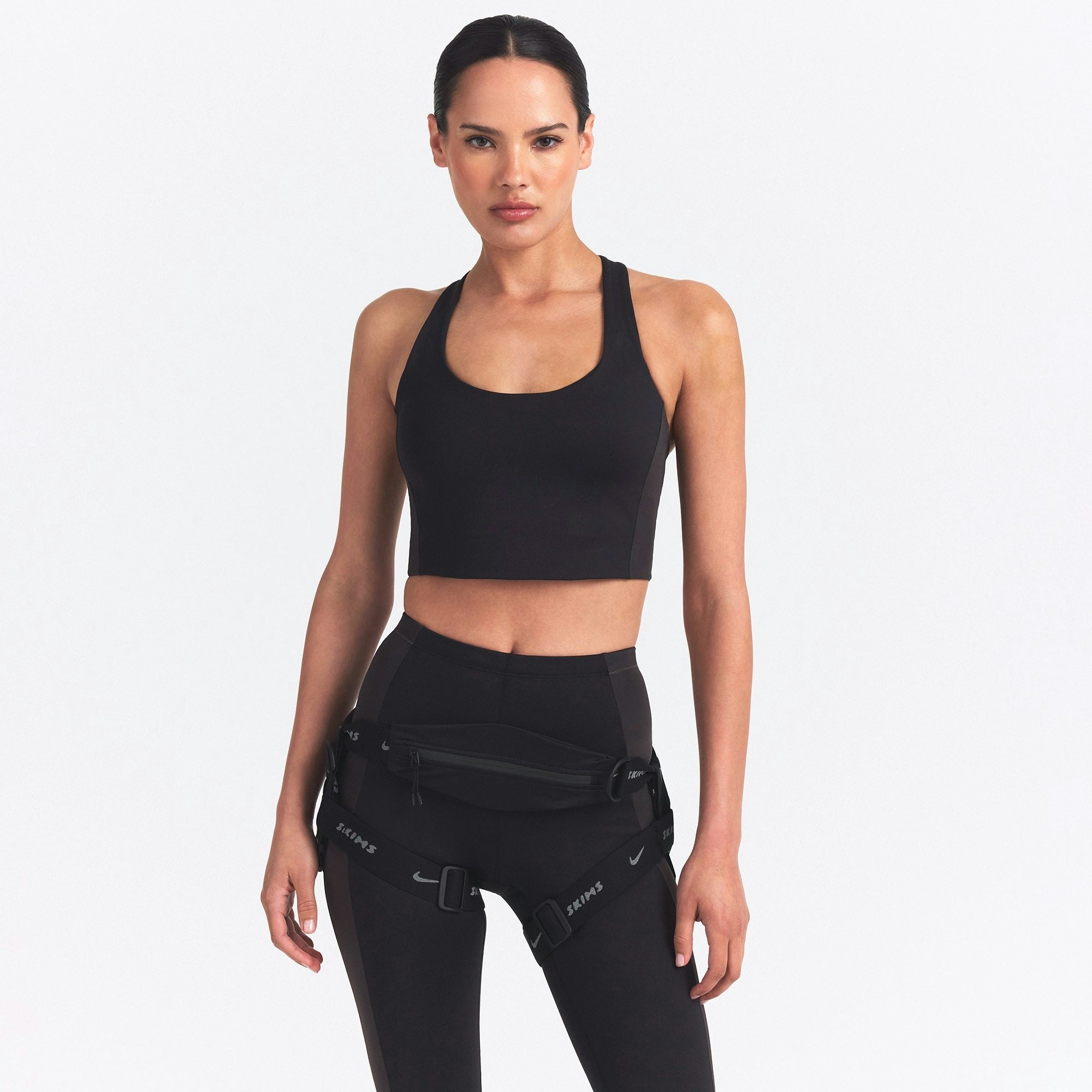 NikeSKIMS MATTE SHINE MIX RACERBACK BRA TOP - OBSIDIAN AND IGNEOUS - image 10