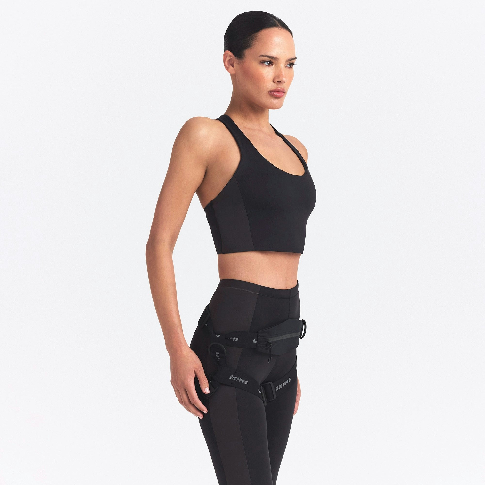 NikeSKIMS MATTE SHINE MIX RACERBACK BRA TOP - OBSIDIAN AND IGNEOUS - image 9
