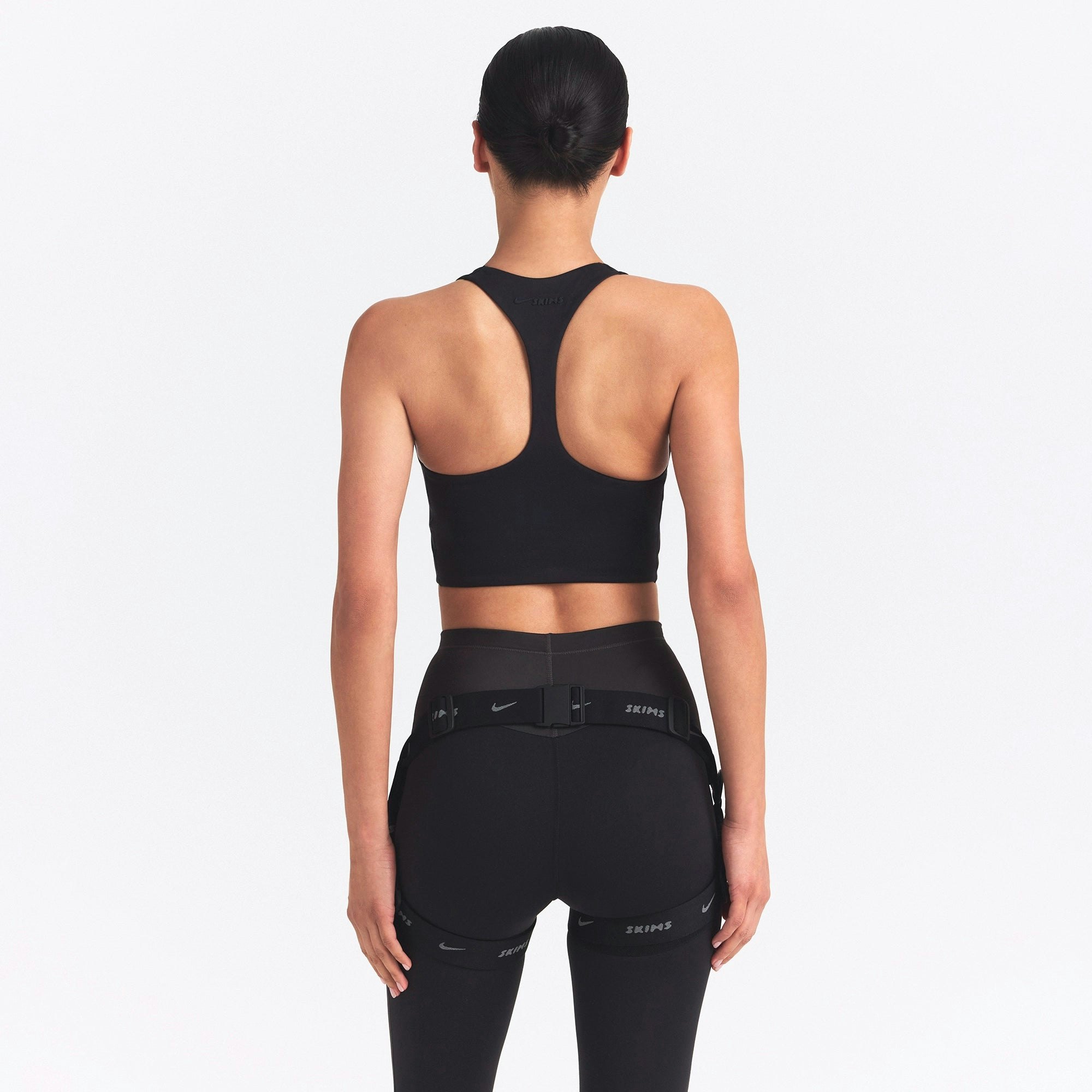 NikeSKIMS MATTE SHINE MIX RACERBACK BRA TOP - OBSIDIAN AND IGNEOUS - image 11
