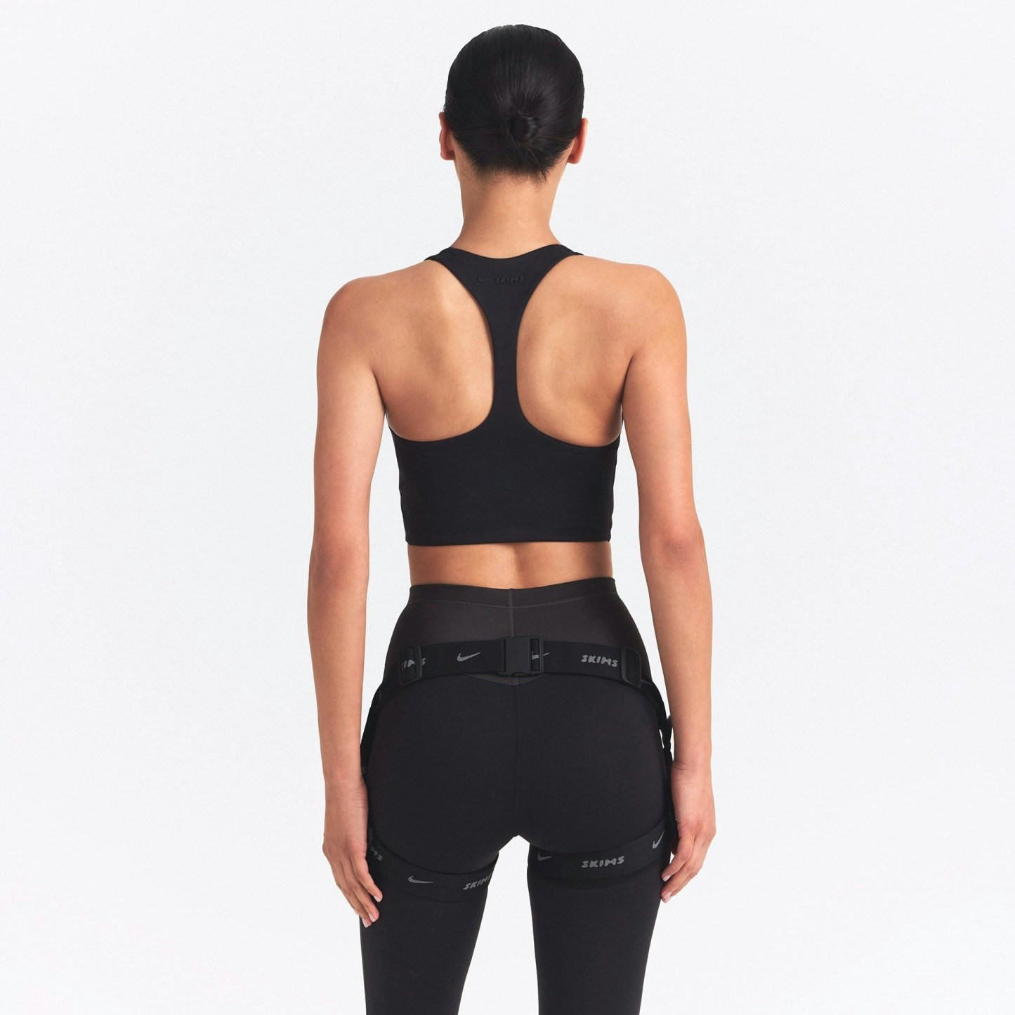 NikeSKIMS MATTE SHINE MIX RACERBACK BRA TOP - OBSIDIAN AND IGNEOUS - image 11