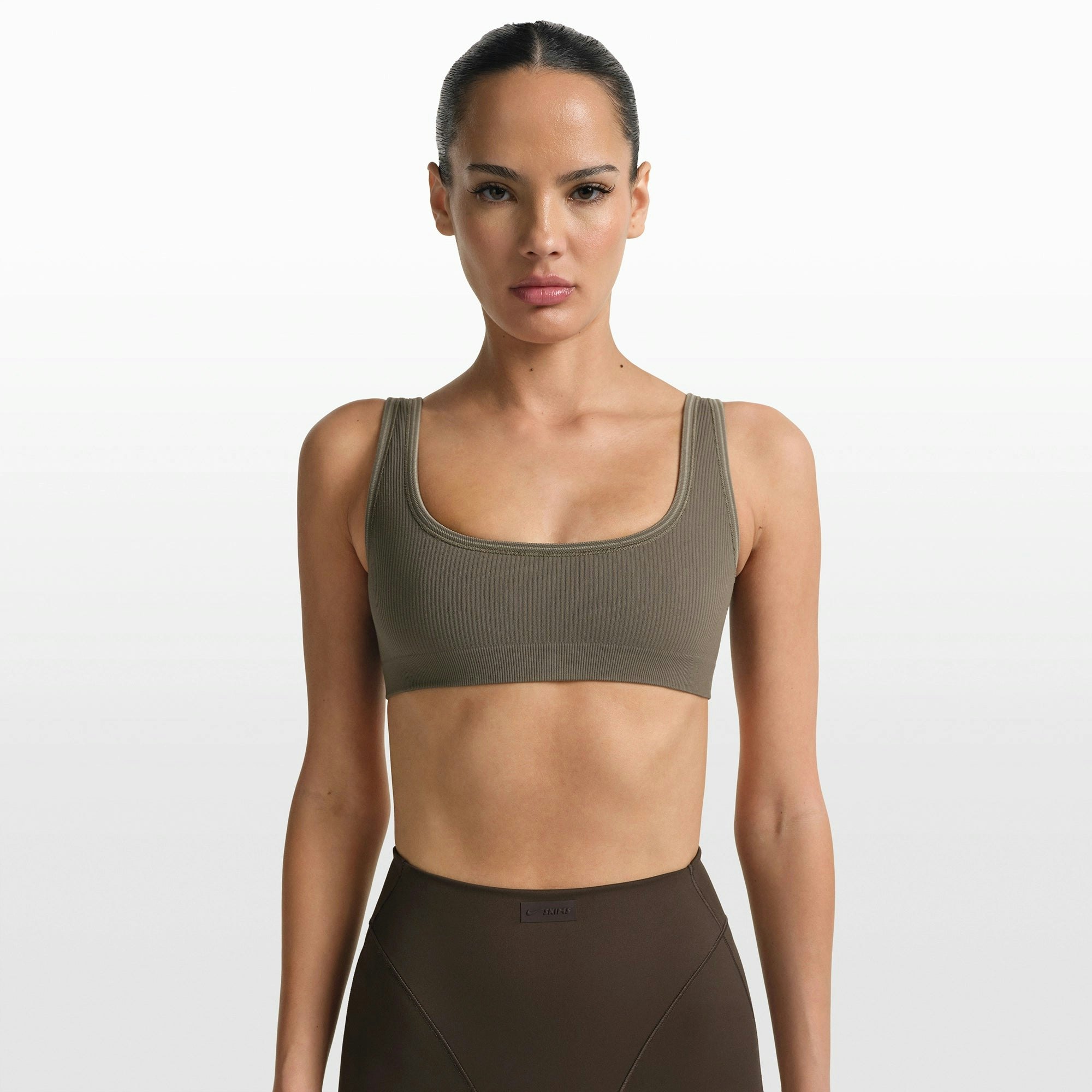 NikeSKIMS RIBBED SEAMLESS MICRO SCOOP BRA - DUSTY OAKMOSS - image 25