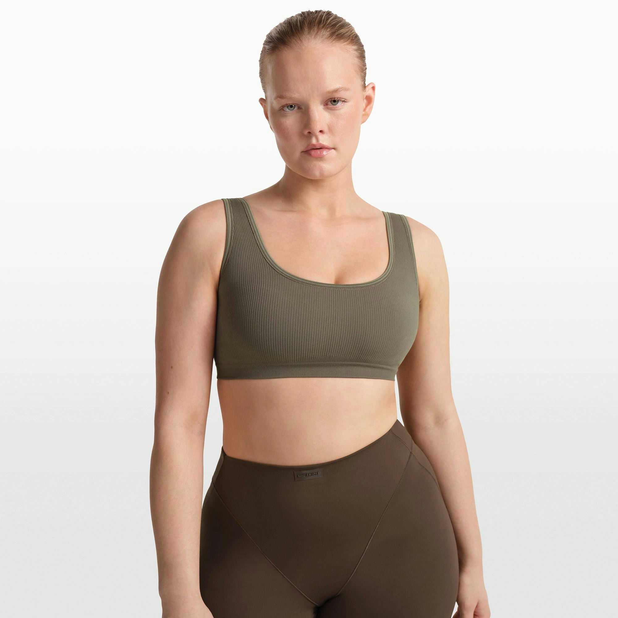NikeSKIMS RIBBED SEAMLESS SCOOP BRA - DUSTY OAKMOSS - image 26