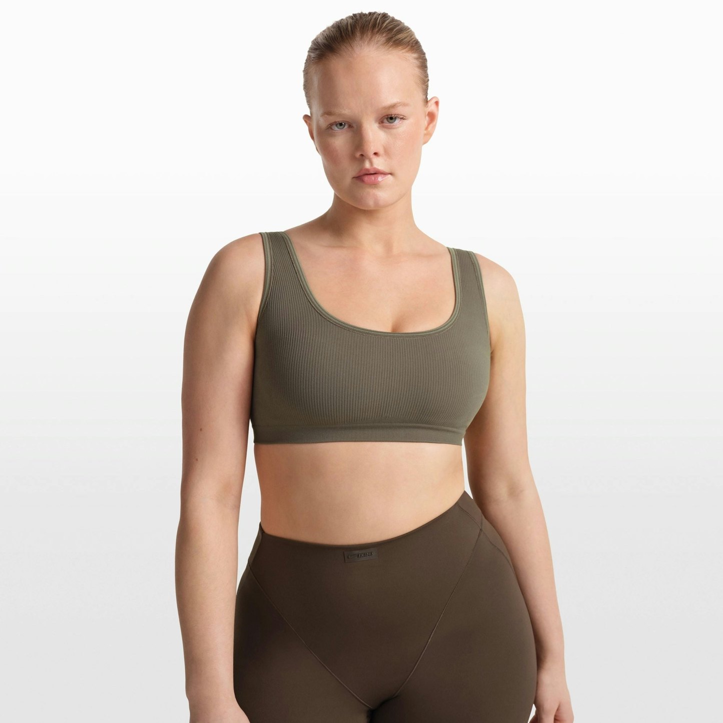NikeSKIMS RIBBED SEAMLESS SCOOP BRA - DUSTY OAKMOSS - image 26